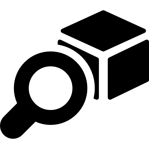 magnifying glass on a box